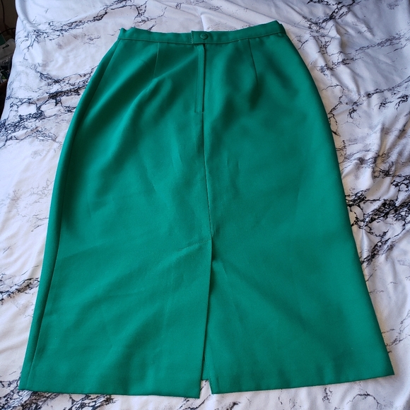 Vintage Knit Way Canadian Made Womens Medium Long Maxi Turquoise Green Skirt - Picture 7 of 11